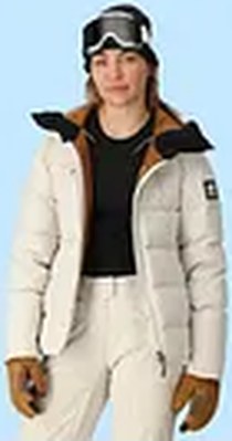 Hunter wearing a white insulated jacket